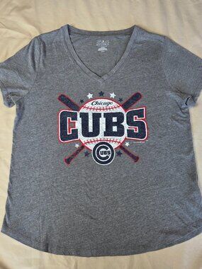 Women's - MLB Authentic 5th & Ocean - Chicago Cubs V-Neck Shirt - Gray - Large